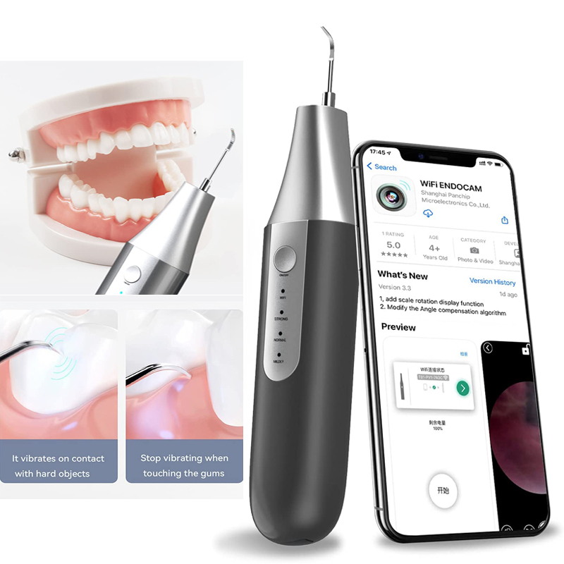Glantóir fiacla ultrasonaic infheicthe wi fi linkable - remover plaic fiaclóireachta Kit Fiaclóireachta Fiaclóireachta do Dhaoine Fiaclóireachta, Aip do iPhone agus Android
